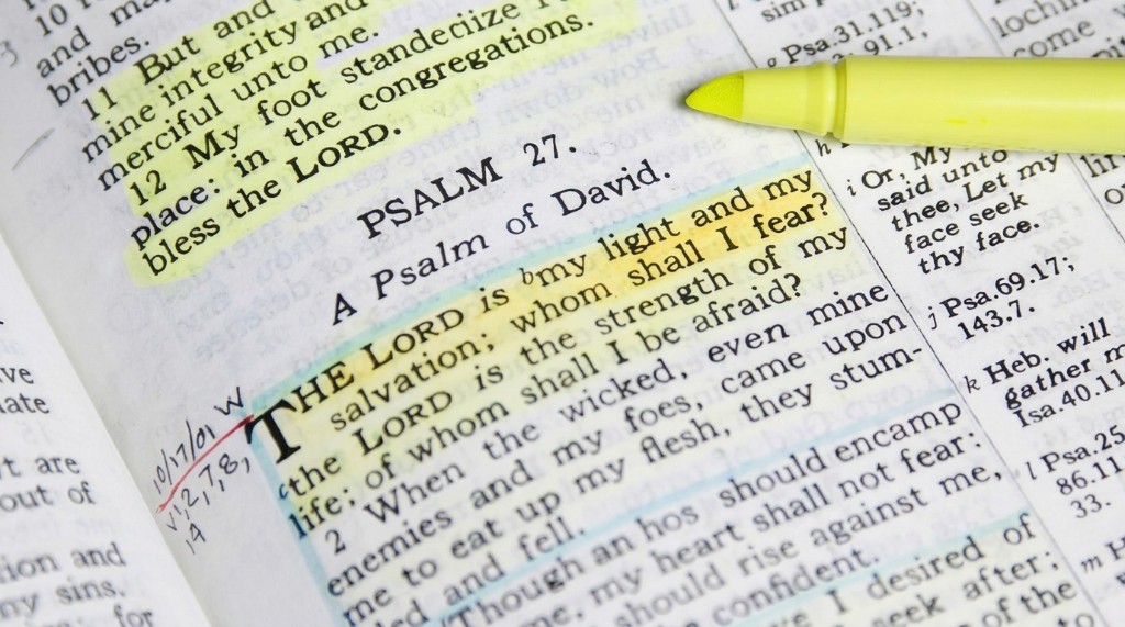Open Bible with highlighted scripture